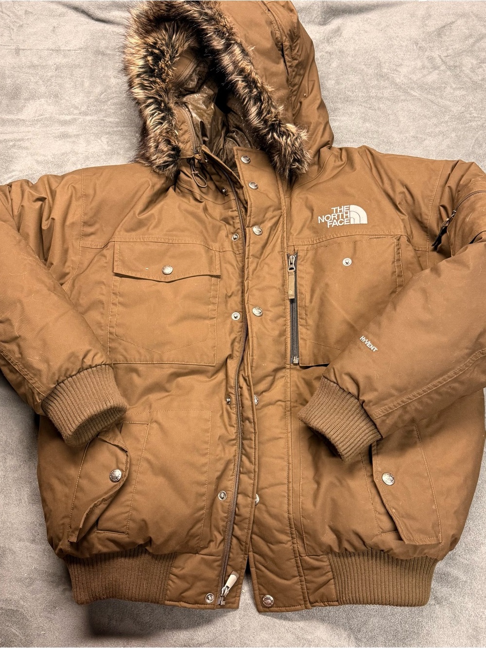Y2K North Face McMurdo Men's Brown Puffer Jacket Hyvent, Cityscape Liner - MINT